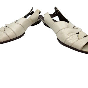 Lancel Cream Leather Slingback Sandal